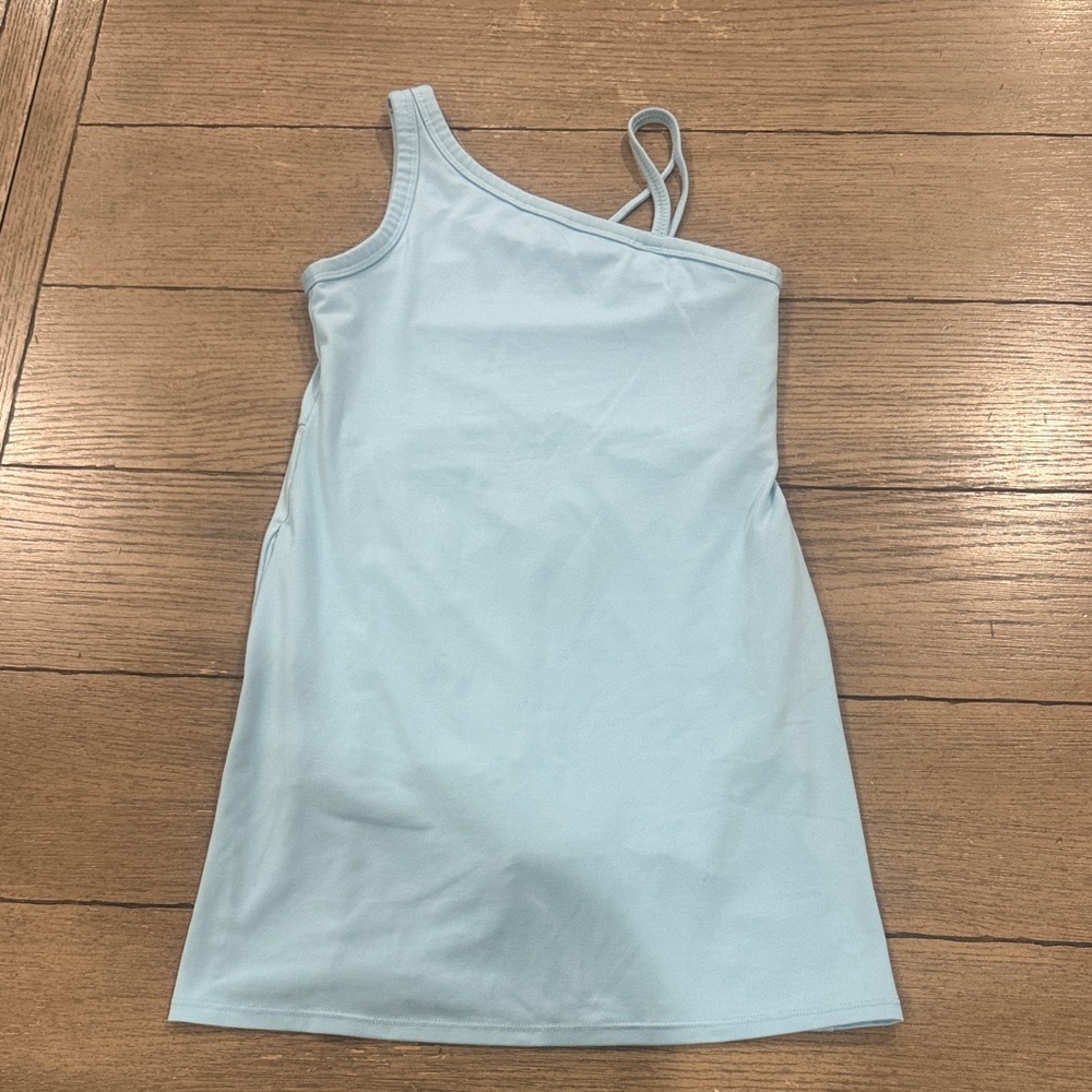 all in motion Light Blue One-Shoulder Kids Dress